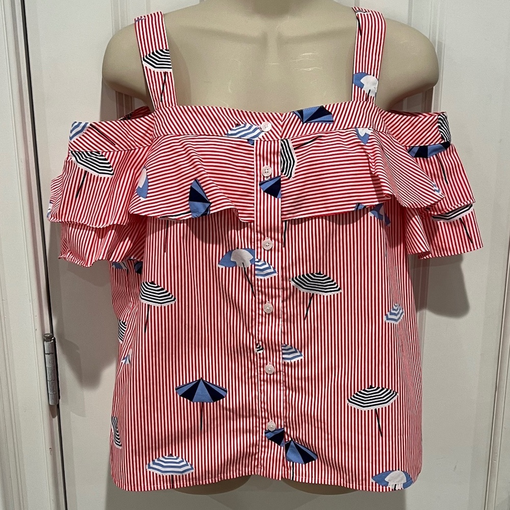 Draper James Nellie Cold Shoulder Umbrella Top Sz 4